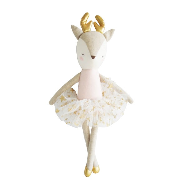 ALIMROSE | Linen Reindeer Pink Linen & Gold Star