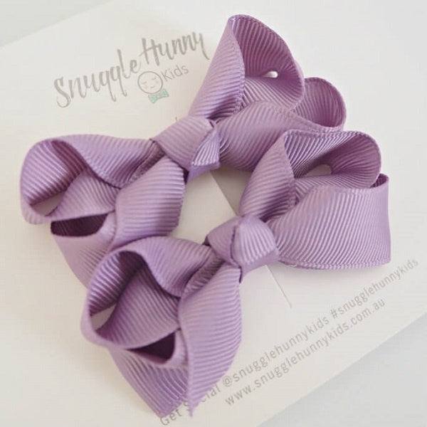 SNUGGLE HUNNY KIDS | Lilac Clip Bow - Small Piggy Tail Pair