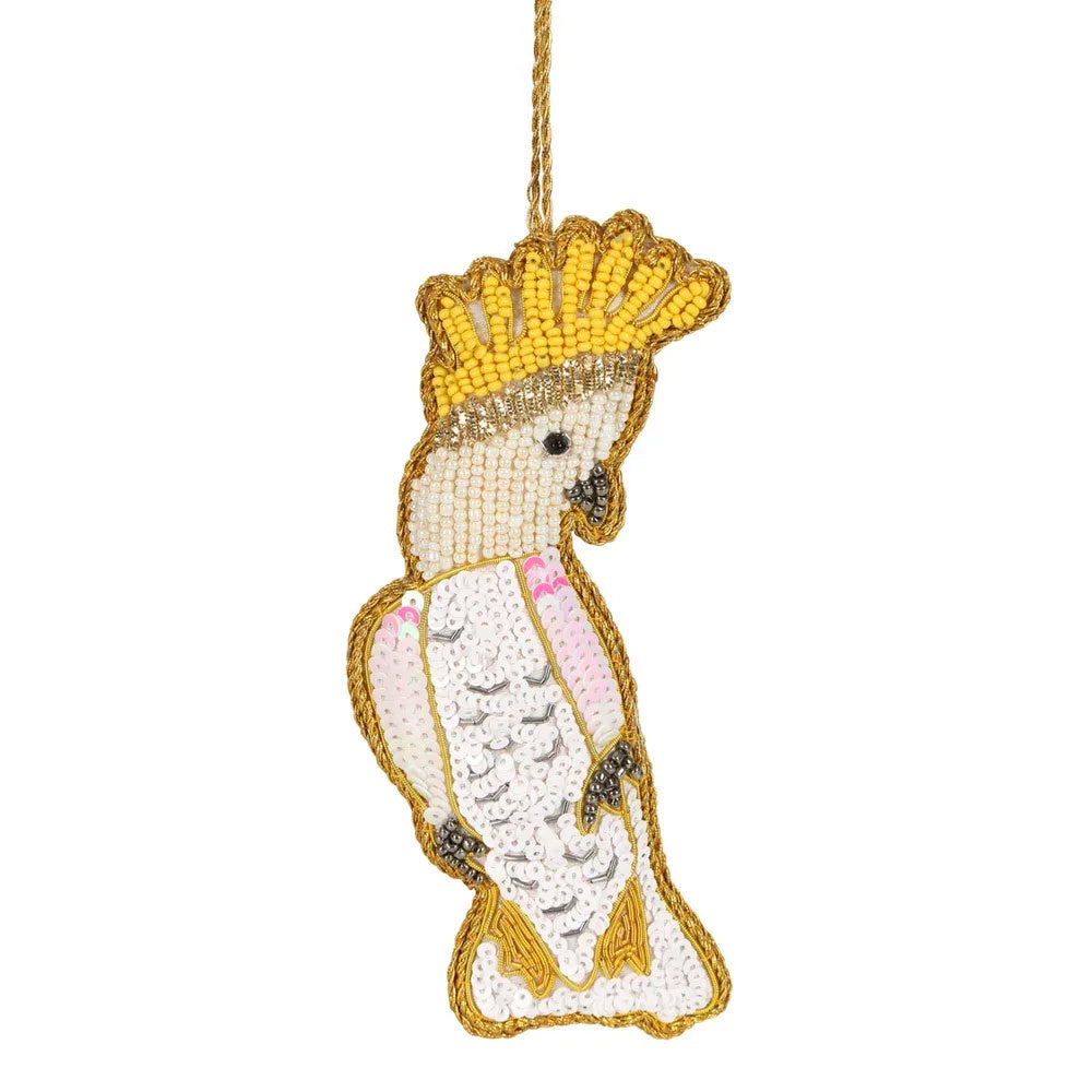 Yellow Crested Cockatoo Sequin Tree Decoration