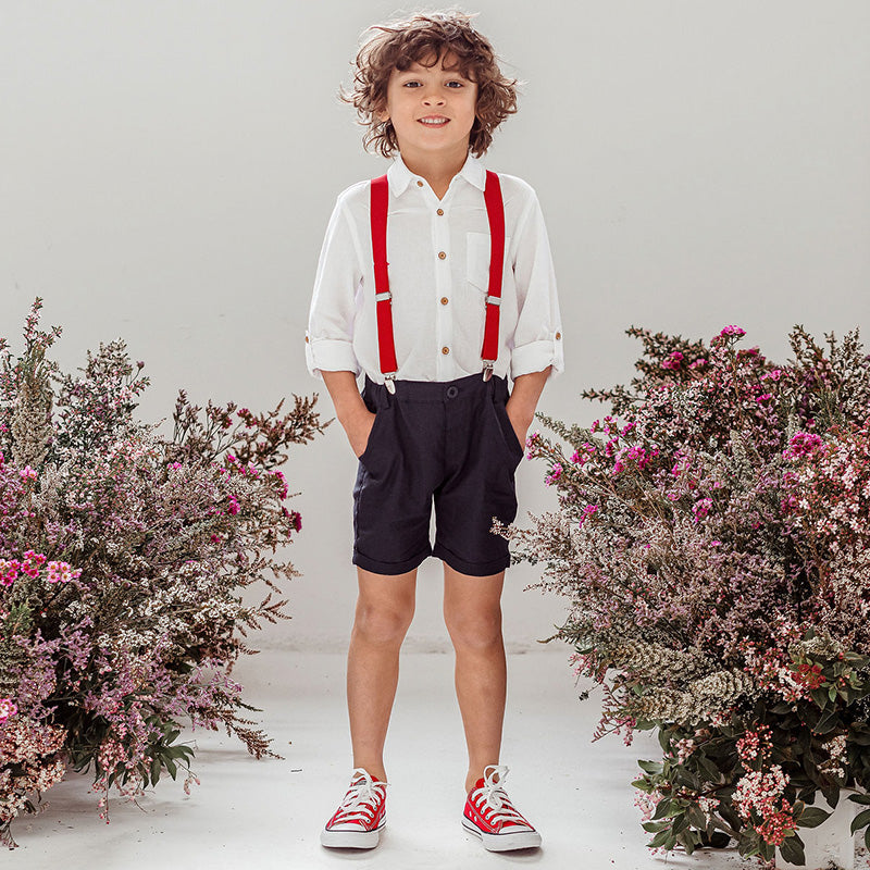 DESIGNER KIDZ | Finley Linen Shorts - Navy