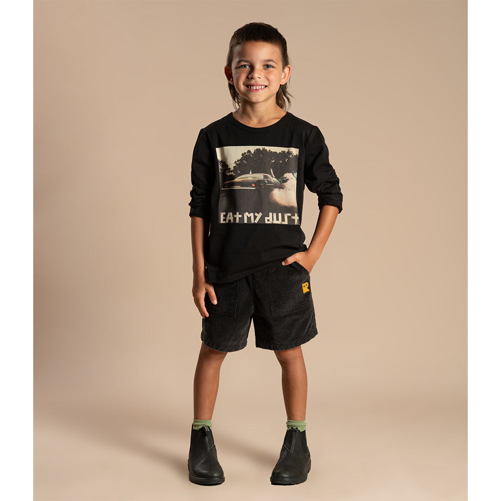 ROCK YOUR BABY | Black Washed Cord Shorts