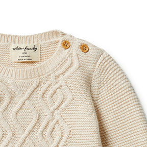 WILSON + FRENCHY | Knitted Cable Jumper Sand Melange