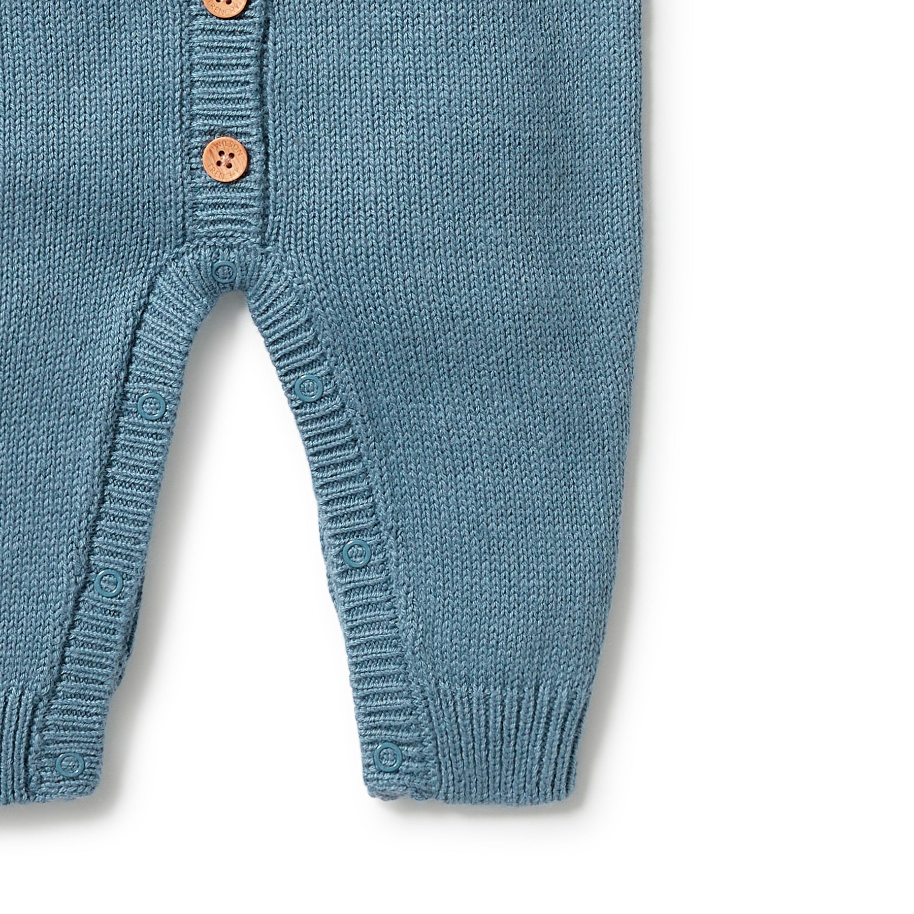 WILSON + FRENCHY | Knitted Button Growsuit Bluestone