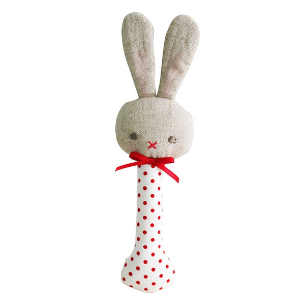 ALIMROSE | Baby Bunny Stick Rattle - Red Spot